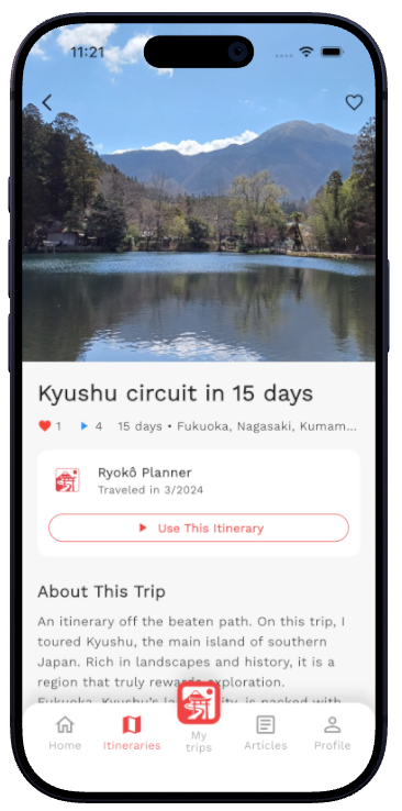 Community-shared Japan travel itineraries in Ryokô Planner